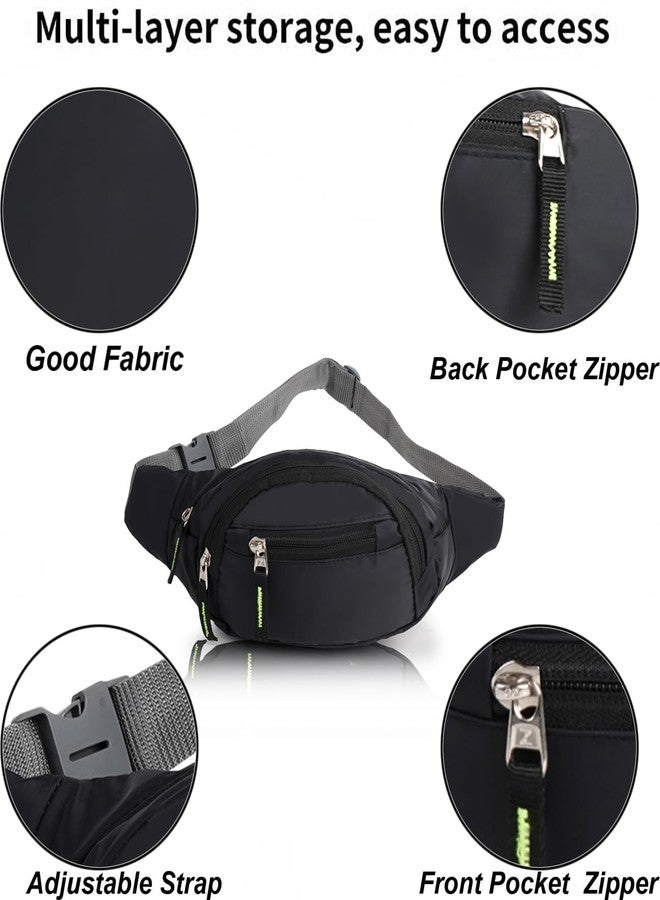 Nyfee Waist Bags for Men & Women- Premium Stitching, Branded Zippers, Waterproof Pocket, RFID Safe- Large Fanny Pack for Hiking Travel,Cycling,Money Belt (Black) - Image 2